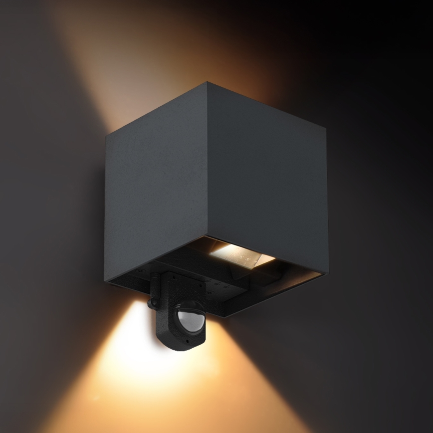 Brilagi - LED Outdoor wall light with sensor CUBE LED/6W/230V anthracite IP65