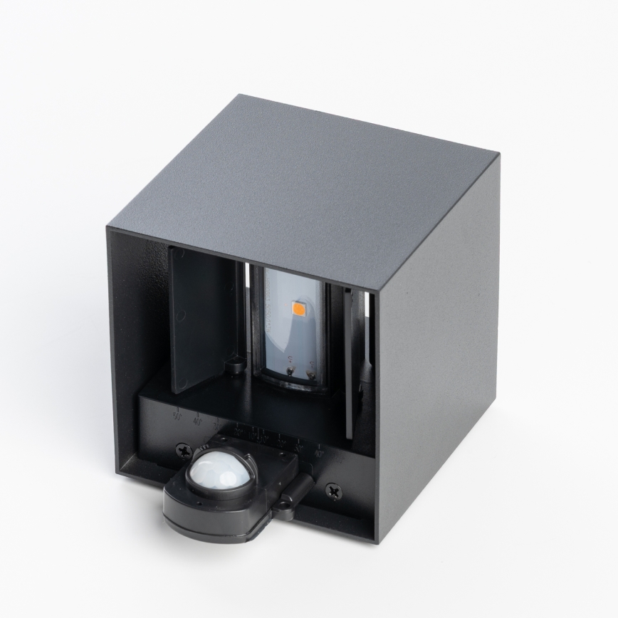 BRILAGI - LED Outdoor Wall Light with Sensor CUBE LED/6W/230V Black IP65