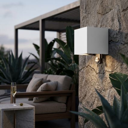 Brilagi - LED Outdoor Wall Light with Sensor CUBE LED/6W/230V grey IP65