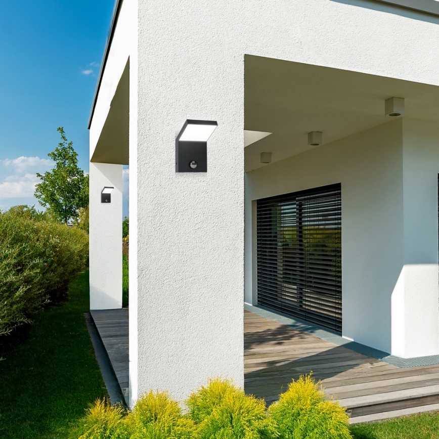 Brilagi - RIANO LED Outdoor Wall Light with Sensor, LED/8W/230V, Anthracite, IP65