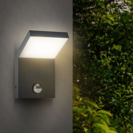 Brilagi - RIANO LED Outdoor Wall Light with Sensor, LED/8W/230V, Anthracite, IP65