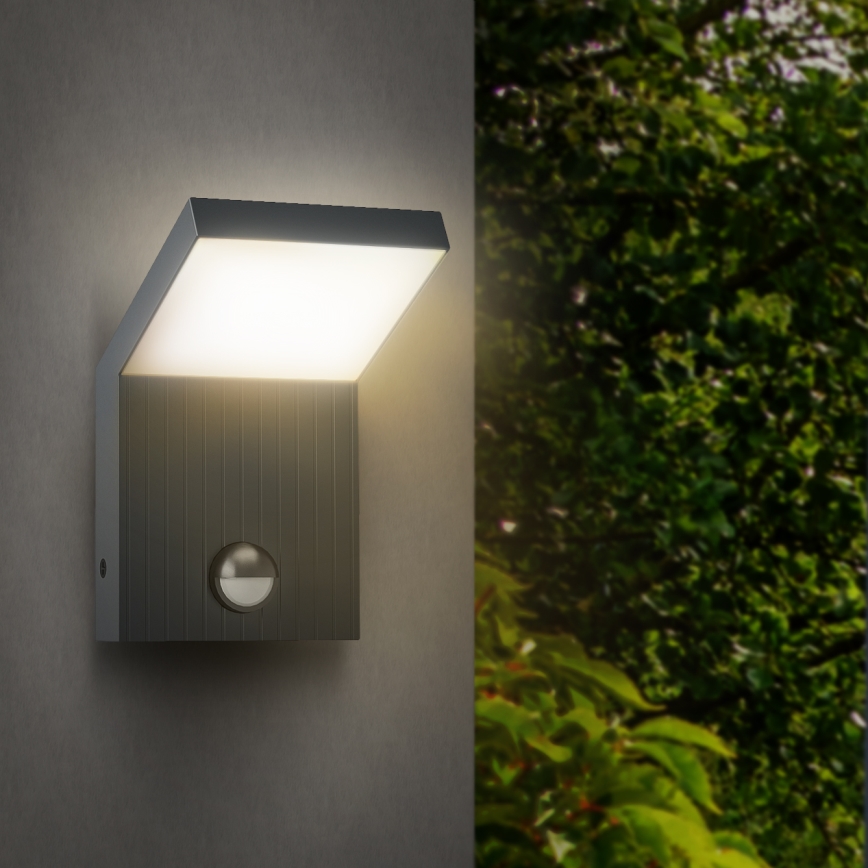 Brilagi - RIANO LED Outdoor Wall Light with Sensor, LED/8W/230V, Anthracite, IP65