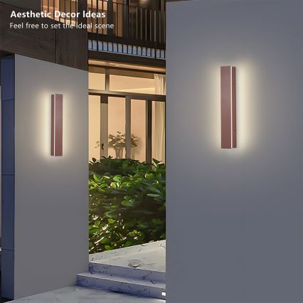 Brilagi - LED Outdoor Wall Light LINEAR LED/8W/230V 3000K IP65 30 cm Brown CRI 90
