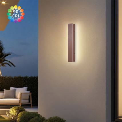 Brilagi - LED Outdoor Wall Light LINEAR LED/8W/230V 3000K IP65 30 cm Brown CRI 90