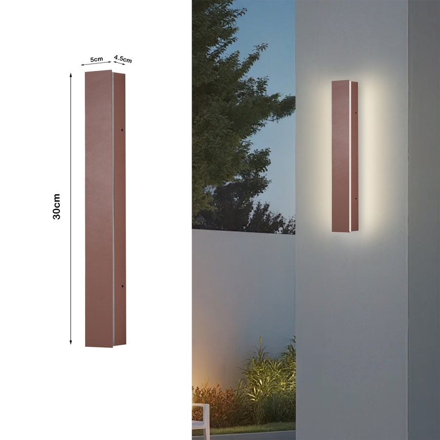 Brilagi - LED Outdoor Wall Light LINEAR LED/8W/230V 3000K IP65 30 cm Brown CRI 90