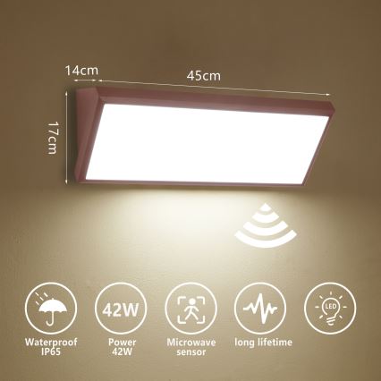 Brilagi - TRIANGLE LED Outdoor Wall Light with Sensor LED/42W/230V 45 cm Brown IP65