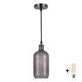 BRILAGI - LED Pendant lamp on cable RETRO GLASS 1xE27/60W/230V Ø 14 cm black/smoke gray
