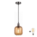 BRILAGI - LED pendant lamp on cable RETRO GLASS 1xE27/60W/230V Ø 14 cm black/smoked brown