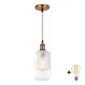 BRILAGI - LED pendant lamp on cable RETRO GLASS 1xE27/60W/230V Ø 14 cm gold/white