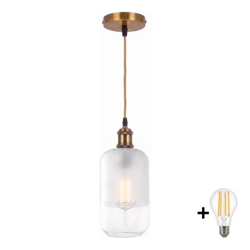 BRILAGI - LED pendant lamp on cable RETRO GLASS 1xE27/60W/230V Ø 14 cm gold/white