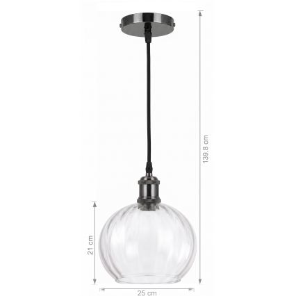 BRILAGI - LED pendant lamp on cable RETRO GLASS 1xE27/60W/230V Ø 25 cm black/clear
