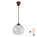 BRILAGI - LED Pendant Lamp on Cable RETRO GLASS 1xE27/60W/230V Ø 25 cm Brown/Clear