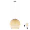 BRILAGI - LED pendant lamp on cable RETRO GLASS 1xE27/60W/230V Ø 38 cm matte chrome/smoky beige
