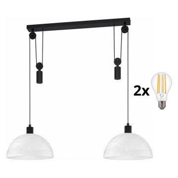 BRILAGI - LED pendant lamp on cable RETRO GLASS 2xE27/40W/230V black/white