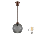 BRILAGI - LED pendant lamp on cord RETRO GLASS 1xE27/60W/230V Ø 18 cm brown/smoky gray
