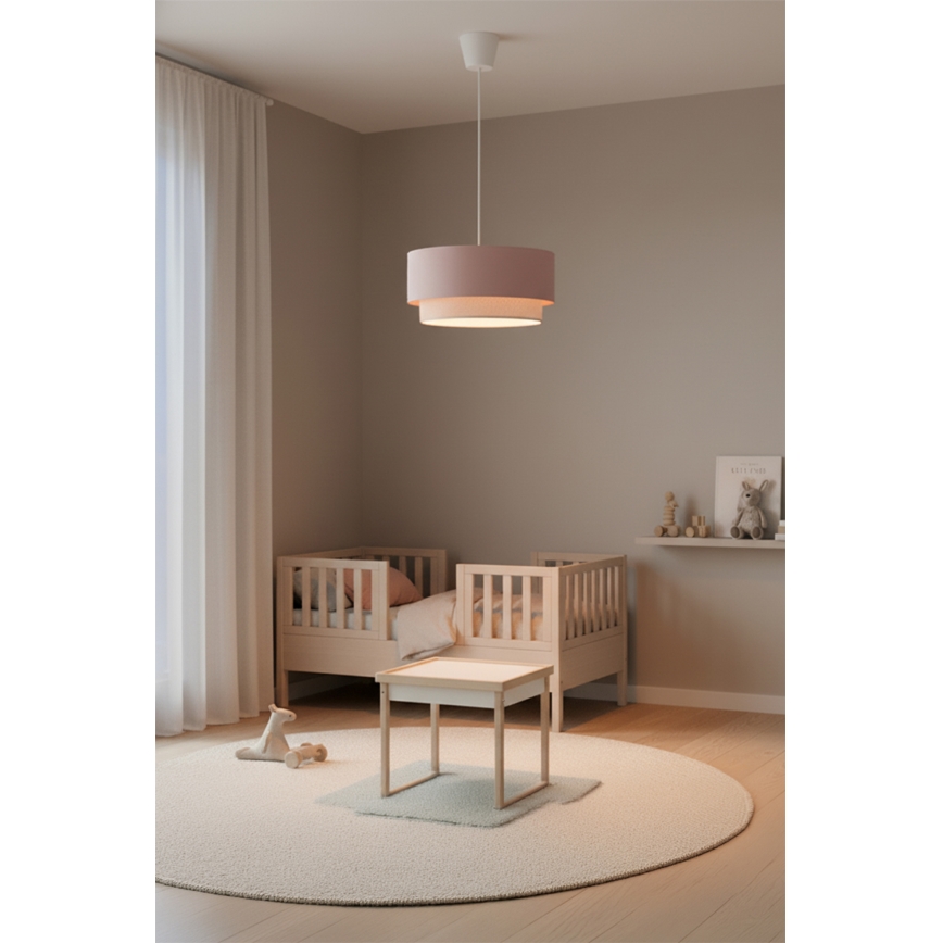 Brilagi - LED pendant light on cable BOHO BOBO 1xE27/60W/230V Ø 40 cm pink/cream