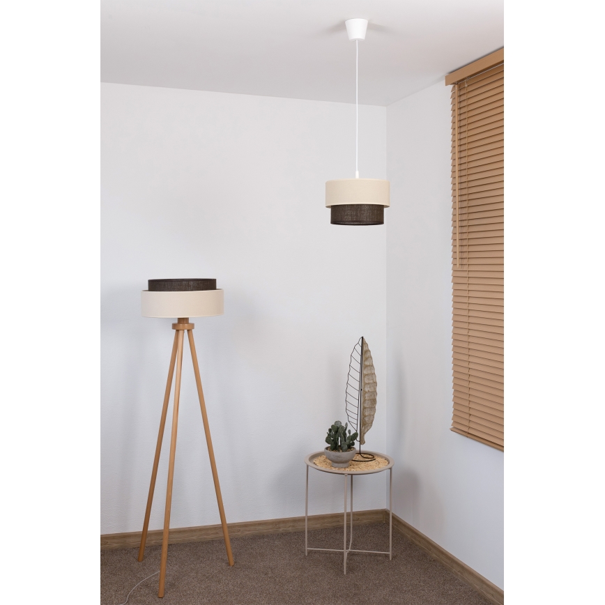 Brilagi - LED pendant light on cable BOHO STYLE 1xE27/15W/230V Ø 25 cm cream/brown