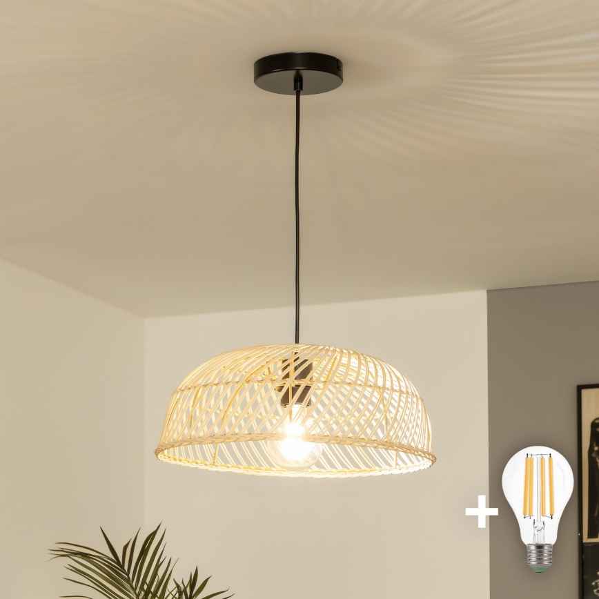 Brilagi - LED pendant light on cable CERIA BOHO 1xE27/40W/230V Ø 40 cm rattan