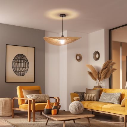 Brilagi - LED pendant light on cable CERIA BOHO 1xE27/40W/230V Ø 80 cm raffia