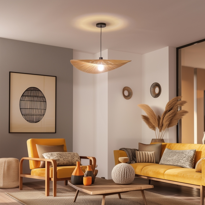 Brilagi - LED pendant light on cable CERIA BOHO 1xE27/40W/230V Ø 80 cm raffia