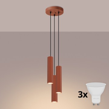 BRILAGI - LED pendant light on cable CRESTO 3xGU10/10W/230V orange