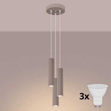 Brilagi - LED pendant light on cable CRESTO 3xGU10/10W/230V taupe