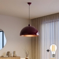 BRILAGI - LED pendant light on cable METALO 1xE27/40W/230V Ø 40 cm burgundy/copper