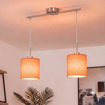 Brilagi - LED pendant light on cable NUBILA 2xE27/60W/230V orange