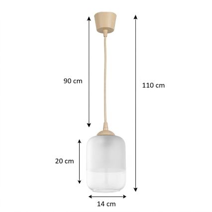 BRILAGI - LED pendant light on cable RETRO GLASS 1xE27/60W/230V Ø 14 cm beige/white