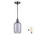BRILAGI - LED pendant light on cable RETRO GLASS 1xE27/60W/230V Ø 14 cm black/smoked grey