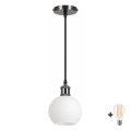 BRILAGI - LED pendant light on cable RETRO GLASS 1xE27/60W/230V Ø 15 cm black/white