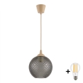 BRILAGI - LED pendant light on cable RETRO GLASS 1xE27/60W/230V Ø 18 cm beige/smoked grey