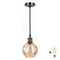 BRILAGI - LED pendant light on cable RETRO GLASS 1xE27/60W/230V Ø 18 cm black/smoked brown