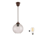 BRILAGI - LED pendant light on cable RETRO GLASS 1xE27/60W/230V Ø 18 cm brown/clear