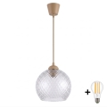BRILAGI - LED Pendant Light on Cable RETRO GLASS 1xE27/60W/230V Ø 25 cm beige/smoke gray