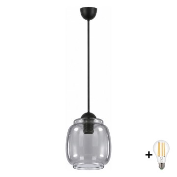 BRILAGI - LED pendant light on cable RETRO GLASS 1xE27/60W/230V Ø 26 cm black/smoked gray