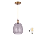 BRILAGI - LED pendant light on cable RETRO GLASS 1xE27/60W/230V Ø 26 cm gold/smoked grey