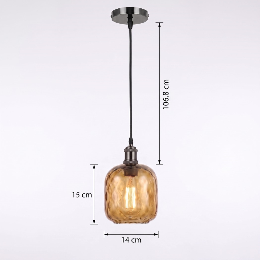 BRILAGI - LED pendant lamp on cable RETRO GLASS 1xE27/60W/230V Ø 14 cm black/smoked brown