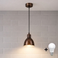 Brilagi - LED pendant light on cable RIDDY 1xE27/60W/230V copper/patina