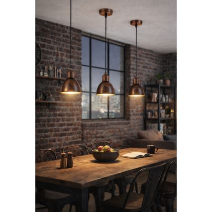 Brilagi - LED pendant light on cable RIDDY 1xE27/60W/230V copper/patina