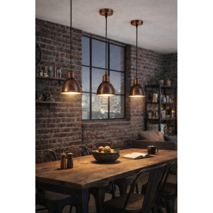 Brilagi - LED pendant light on cable RIDDY 1xE27/60W/230V copper/patina