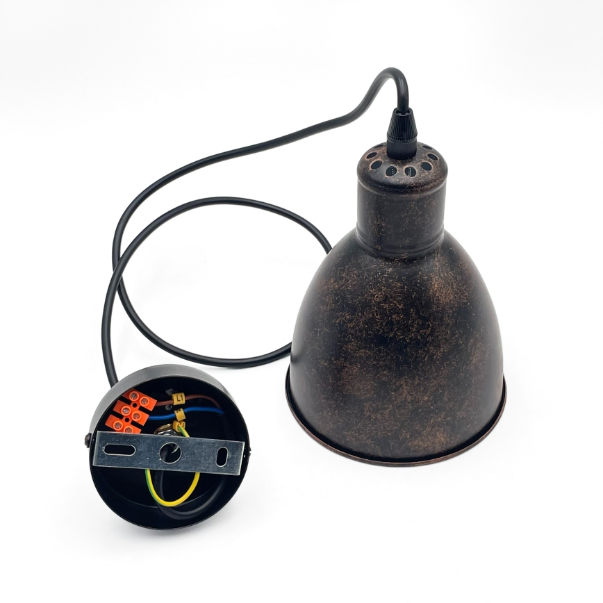 Brilagi - LED pendant light on cable RIDDY 1xE27/60W/230V copper/patina