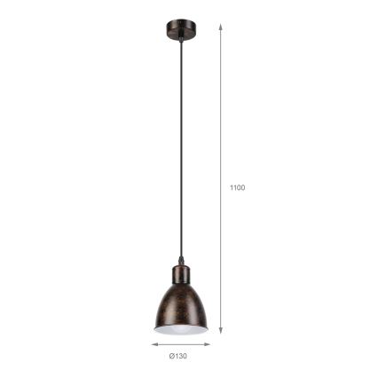 Brilagi - LED pendant light on cable RIDDY 1xE27/60W/230V copper/patina
