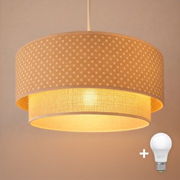 Brilagi - LED pendant light on cord BOHO BOBO 1xE27/60W/230V Ø 40 cm polka dots beige/cream