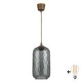 BRILAGI - LED pendant light on cord RETRO GLASS 1xE27/60W/230V Ø 14 cm brown/smoked grey