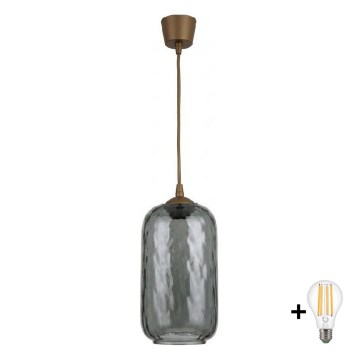 BRILAGI - LED pendant light on cord RETRO GLASS 1xE27/60W/230V Ø 14 cm brown/smoked grey