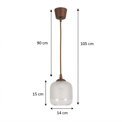 BRILAGI - LED pendant light on cord RETRO GLASS 1xE27/60W/230V Ø 14 cm brown/white