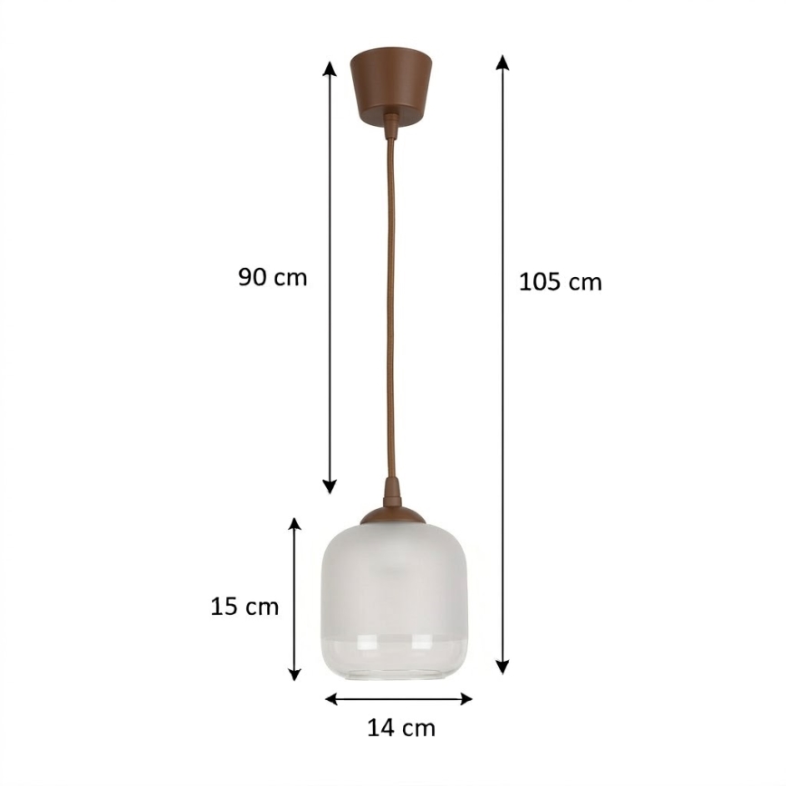 BRILAGI - LED pendant light on cord RETRO GLASS 1xE27/60W/230V Ø 14 cm brown/white