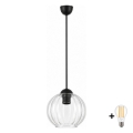 BRILAGI - LED pendant light on cord RETRO GLASS 1xE27/60W/230V Ø 18 cm black/clear