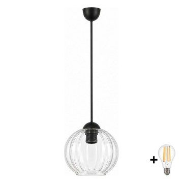 BRILAGI - LED pendant light on cord RETRO GLASS 1xE27/60W/230V Ø 18 cm black/clear